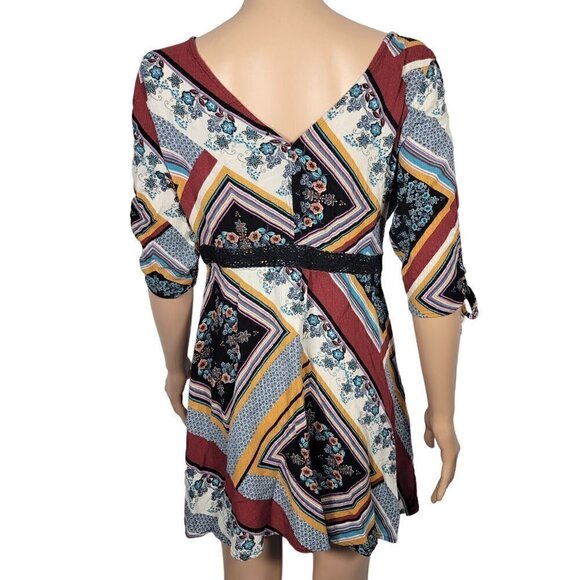 Shyanne Women's Country/Boho Wear Mixed Media 3/4 Sleeve Dress Size L - Picture 6 of 10